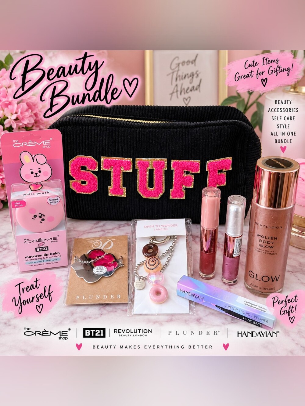 💕 STUFF Black Corduroy Beauty & Accessories Bundle 💕